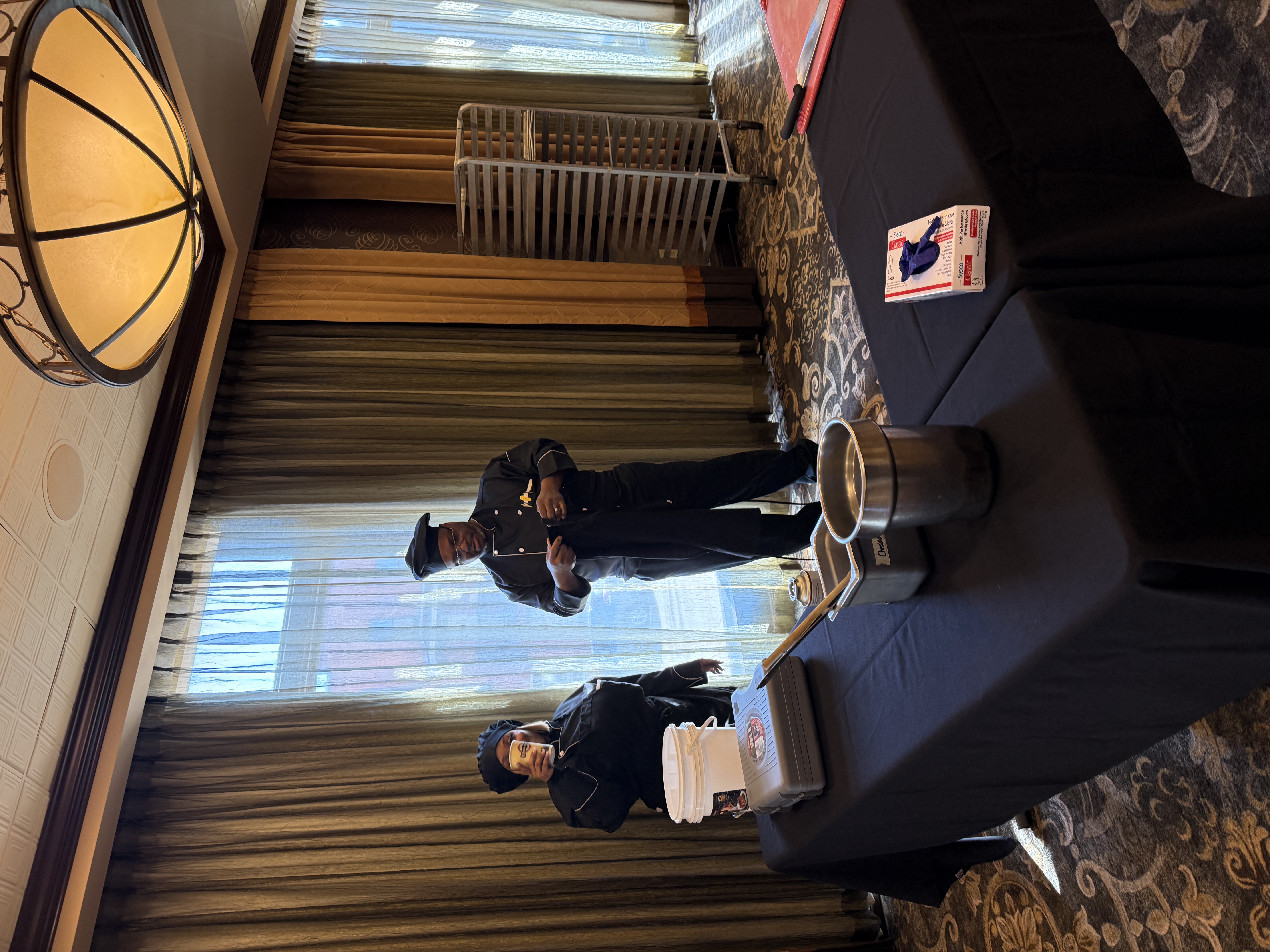 Competitors at prep stations