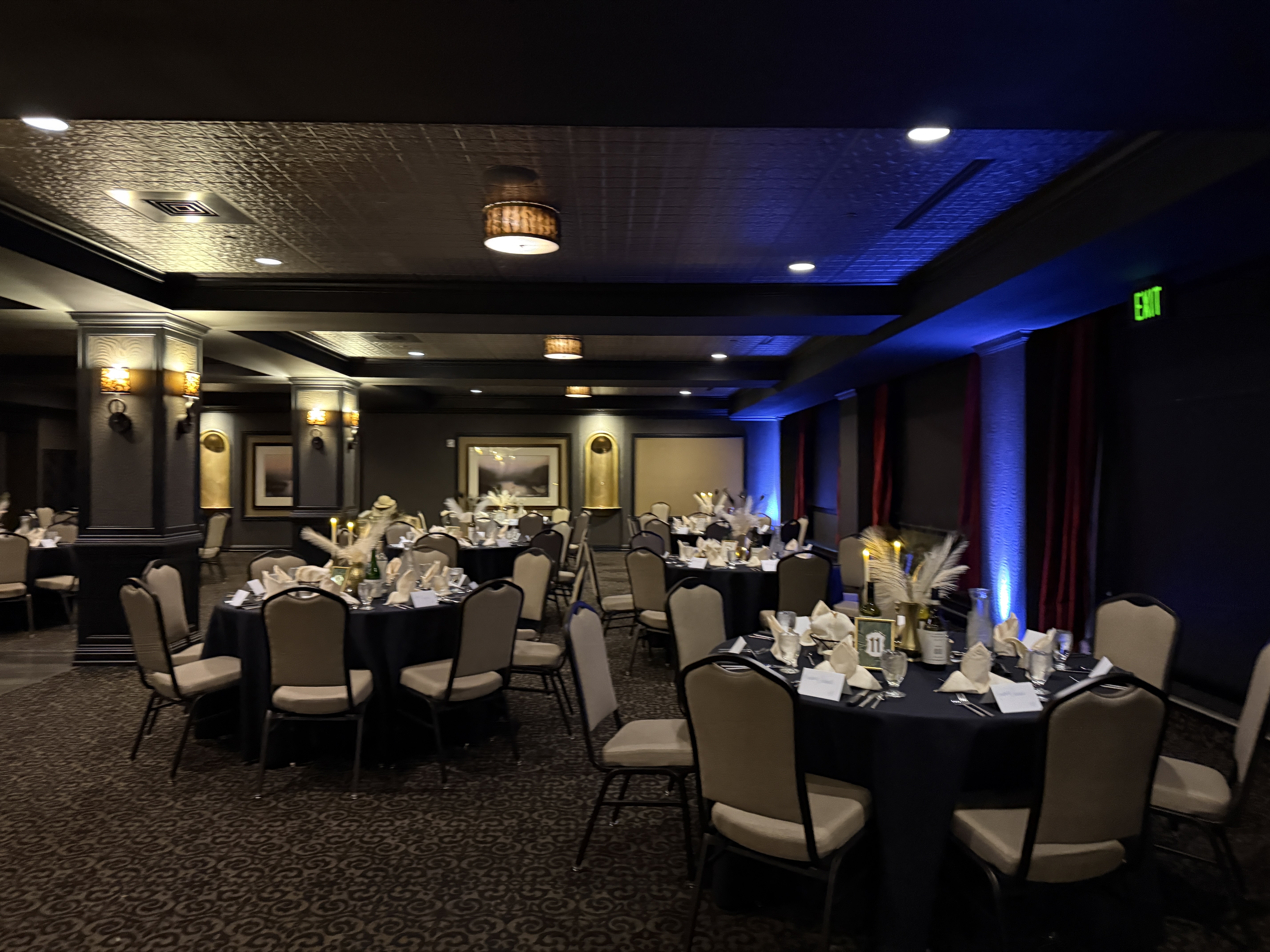 Murder mystery banquet setup