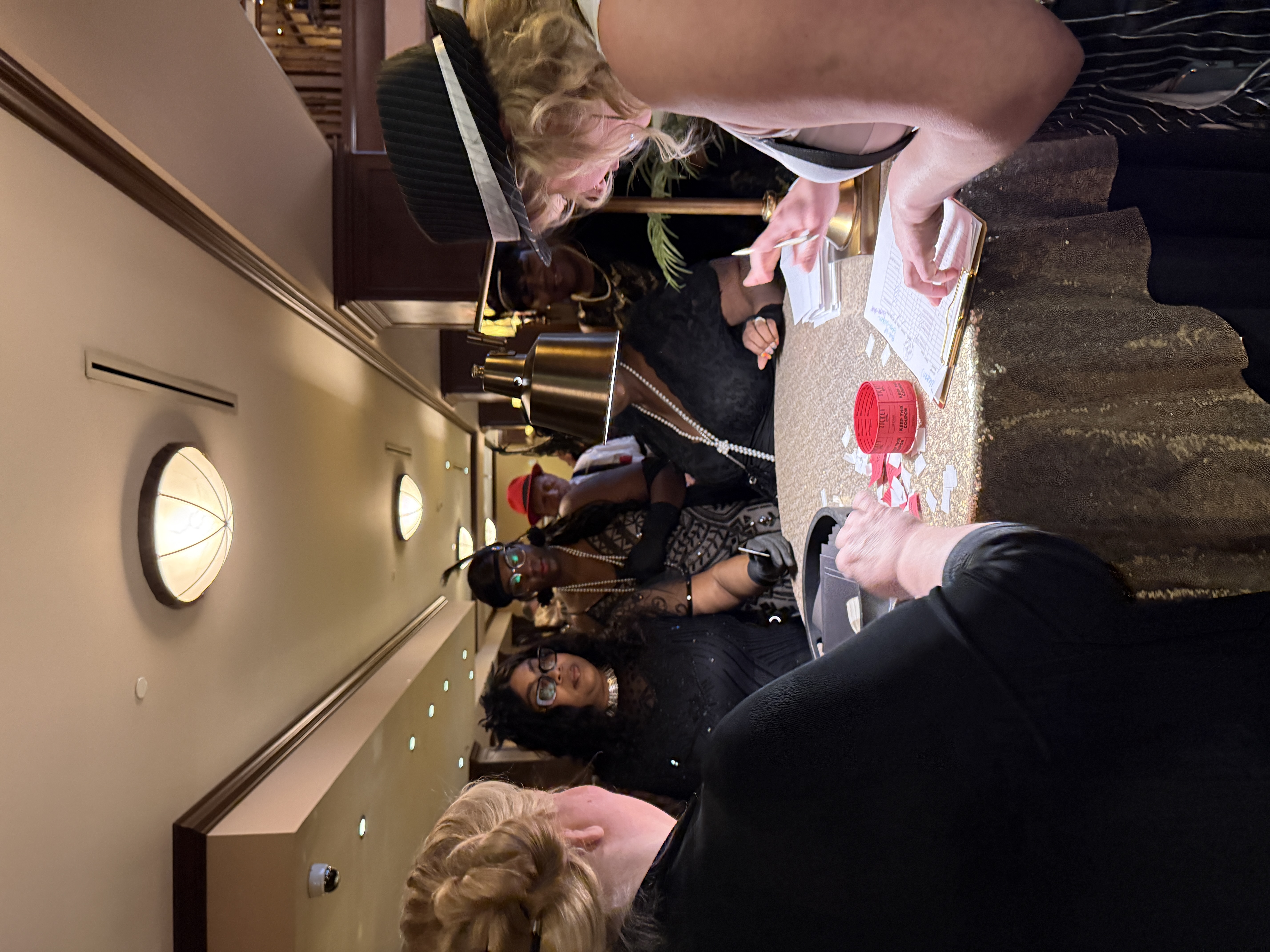 Guest check-in with period costumes