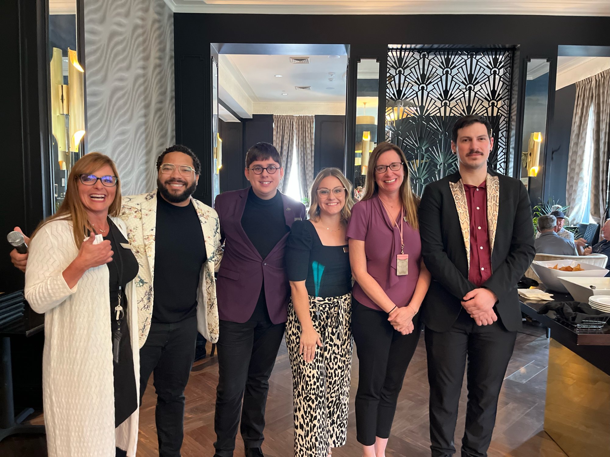 Team celebration at bar